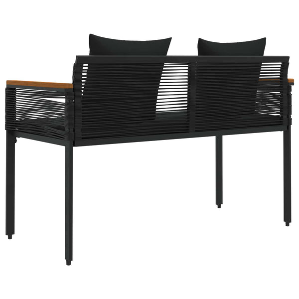 Schwarze Outdoor Bank mit Kissen, 117 cm