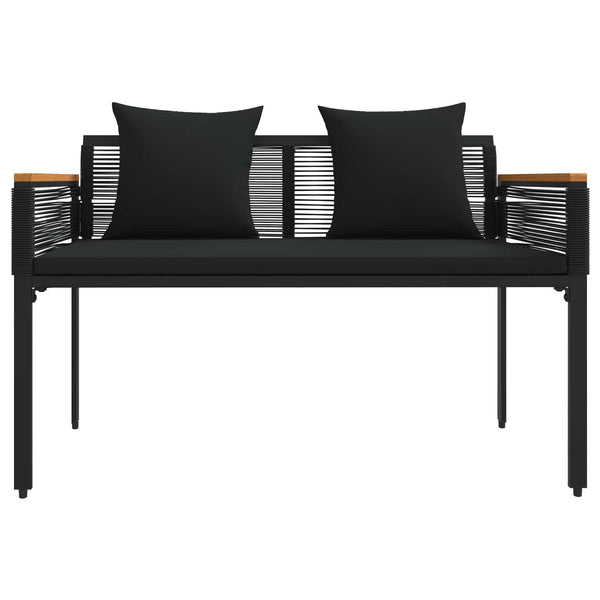 Schwarze Outdoor Bank mit Kissen, 117 cm