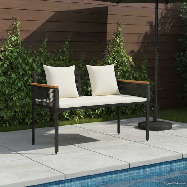 vidaXL Banc d'extérieur noir et crème 117 x 54 x 74,5 cm