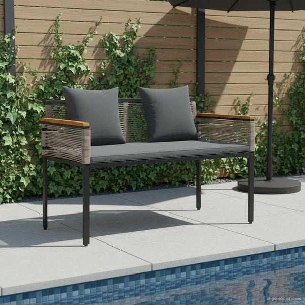 Grau/Dunkelgraue Poly-Rattan Gartenbank