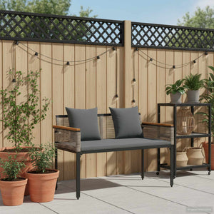 Grau/Dunkelgraue Poly-Rattan Gartenbank