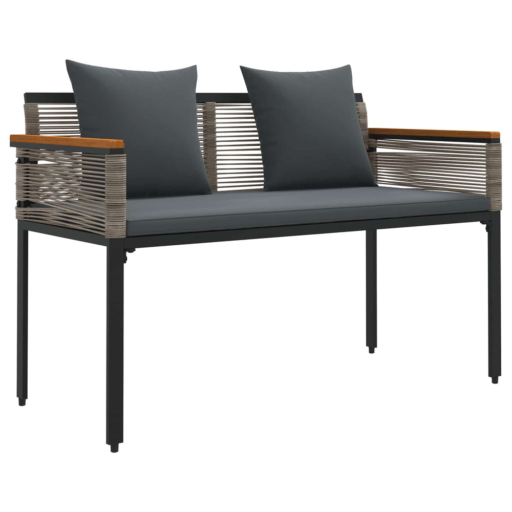 Grau/Dunkelgraue Poly-Rattan Gartenbank