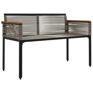 Grau/Dunkelgraue Poly-Rattan Gartenbank
