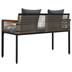 Grau/Dunkelgraue Poly-Rattan Gartenbank