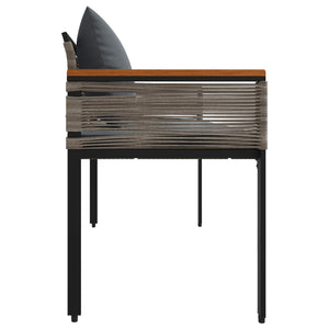 Grau/Dunkelgraue Poly-Rattan Gartenbank