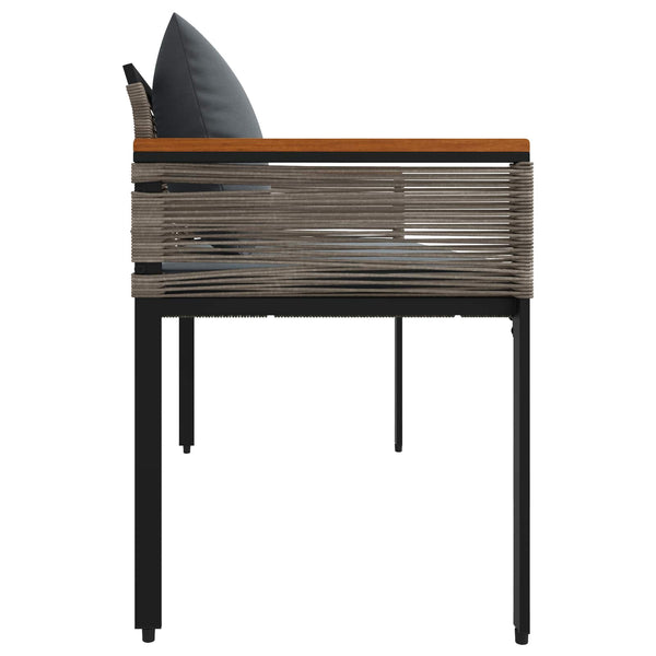 Grau/Dunkelgraue Poly-Rattan Gartenbank