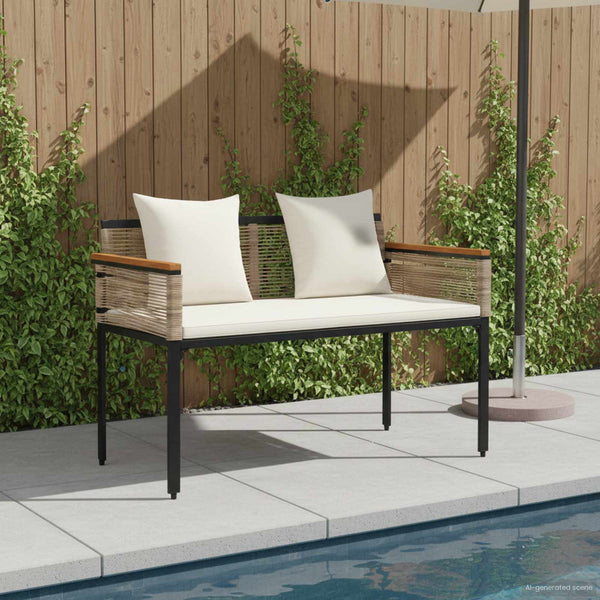 vidaXL Banc d'extérieur beige et blanc crème 117 x 54 x 74,5 cm résine tressée