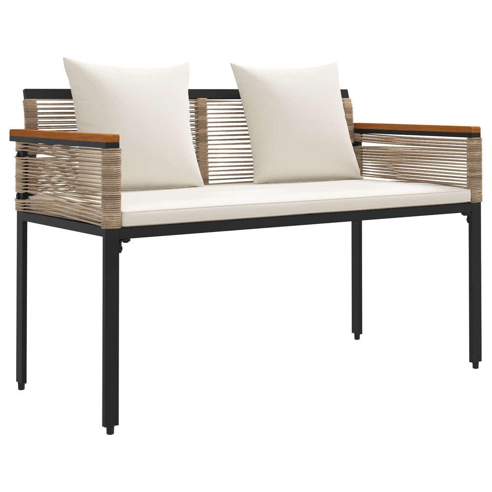 Beige/Creme Gartenbank Poly-Rattan 117 cm
