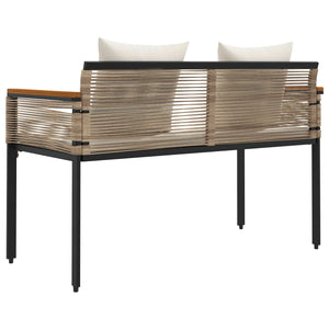 vidaXL Banc d'extérieur beige et blanc crème 117 x 54 x 74,5 cm résine tressée