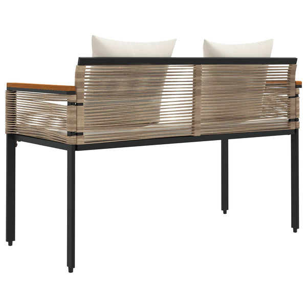 vidaXL Banc d'extérieur beige et blanc crème 117 x 54 x 74,5 cm résine tressée