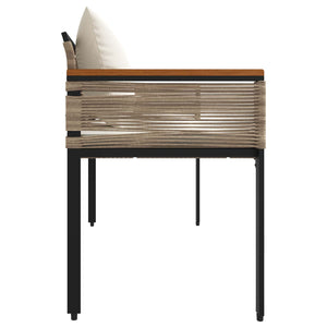 vidaXL Banc d'extérieur beige et blanc crème 117 x 54 x 74,5 cm résine tressée