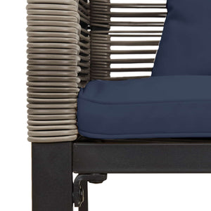 Grau/Marineblaue Outdoor Bank aus Poly-Rattan