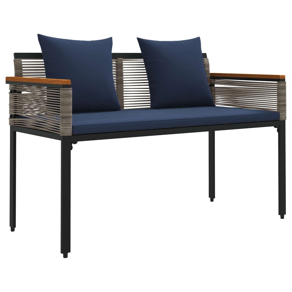 Grau/Marineblaue Outdoor Bank aus Poly-Rattan