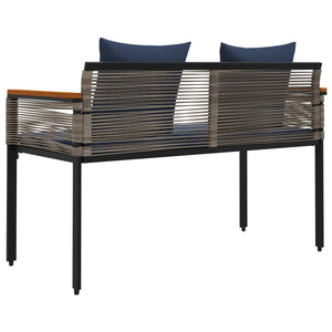 Grau/Marineblaue Outdoor Bank aus Poly-Rattan