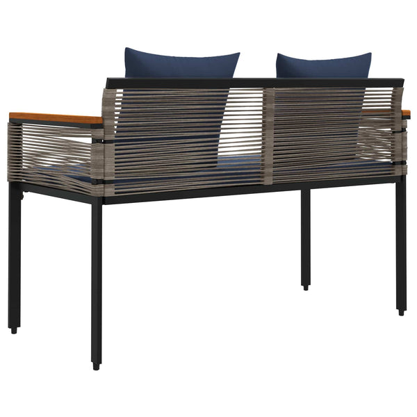 Grau/Marineblaue Outdoor Bank aus Poly-Rattan