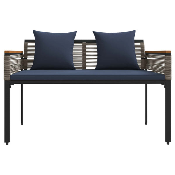 Grau/Marineblaue Outdoor Bank aus Poly-Rattan