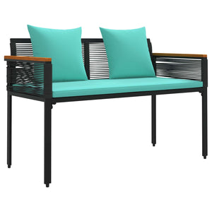 vidaXL Banc d'extérieur Noir et turquoise 117 x 54 x 74,5 cm résine tressée