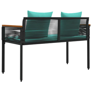 vidaXL Banc d'extérieur Noir et turquoise 117 x 54 x 74,5 cm résine tressée