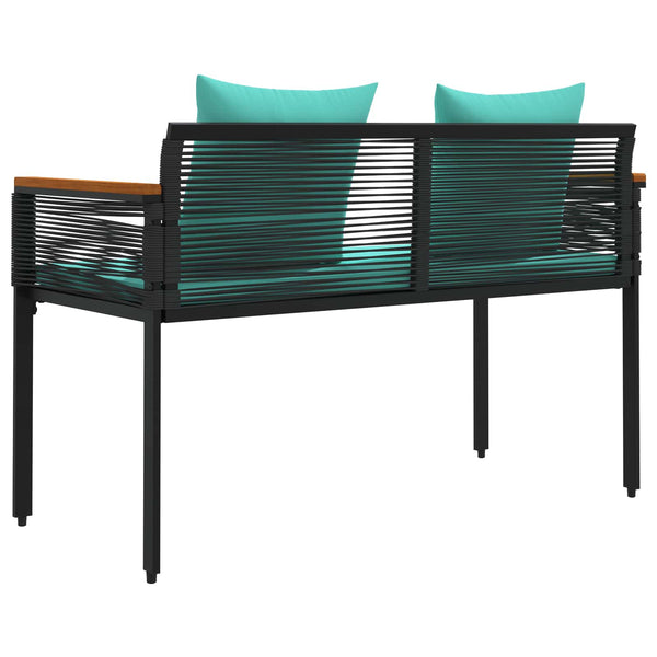 vidaXL Banc d'extérieur Noir et turquoise 117 x 54 x 74,5 cm résine tressée