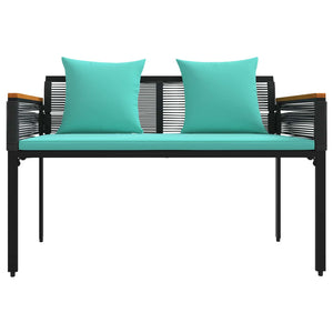 vidaXL Banc d'extérieur Noir et turquoise 117 x 54 x 74,5 cm résine tressée