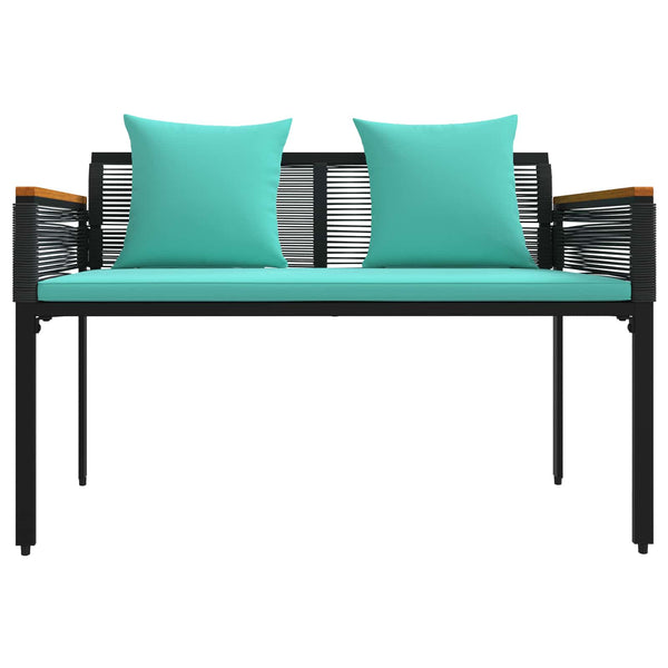 vidaXL Banc d'extérieur Noir et turquoise 117 x 54 x 74,5 cm résine tressée