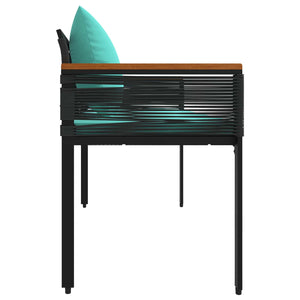 vidaXL Banc d'extérieur Noir et turquoise 117 x 54 x 74,5 cm résine tressée