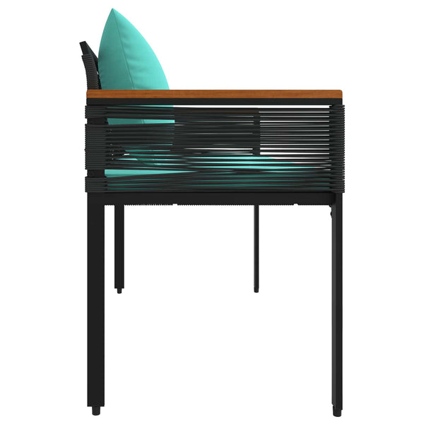 vidaXL Banc d'extérieur Noir et turquoise 117 x 54 x 74,5 cm résine tressée