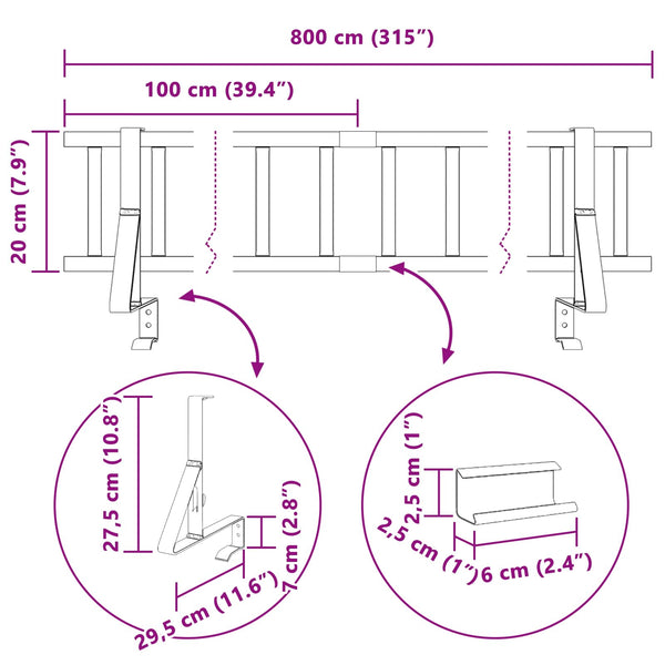 Dachschneeschild Stahl Schwarz 800cm