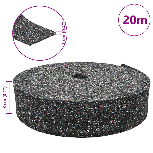 Gummi Granulat Rolle Schwarz 200x8x1cm