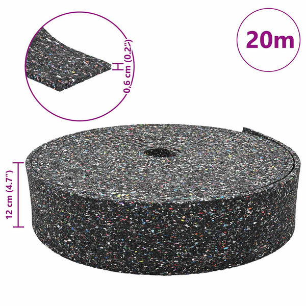 Gummi Granulat Rolle, Schwarz, 200x12x0.6cm