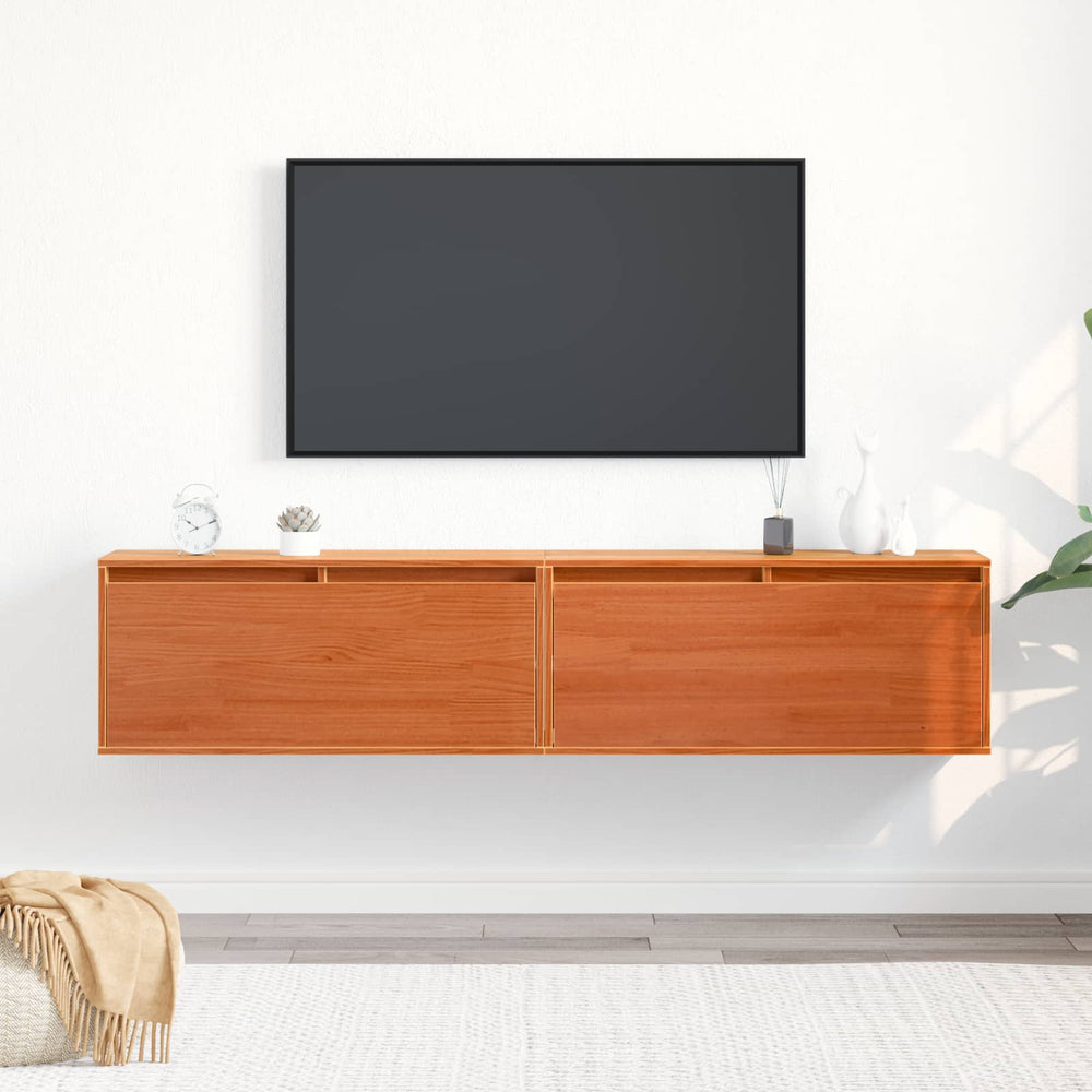 Wandschrank mit Regal, 2er Set, Wachsbraun