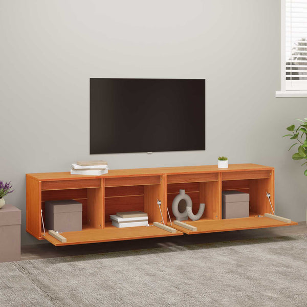 Wandschrank mit Regal, 2er Set, Wachsbraun