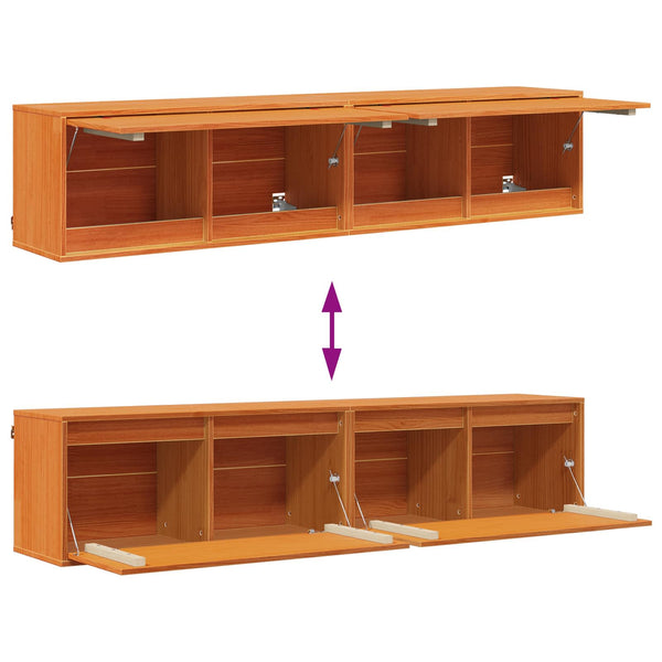 Wandschrank mit Regal, 2er Set, Wachsbraun