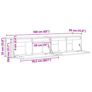 Wandschrank mit Regal, 2er Set, Wachsbraun
