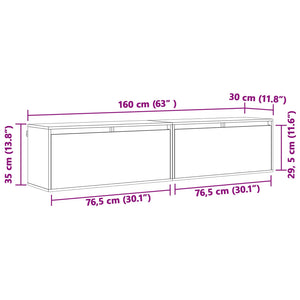 Wandschrank mit Regal, 2er Set, Wachsbraun