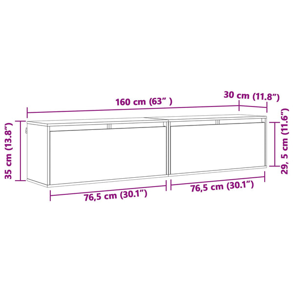Wandschrank mit Regal, 2er Set, Wachsbraun