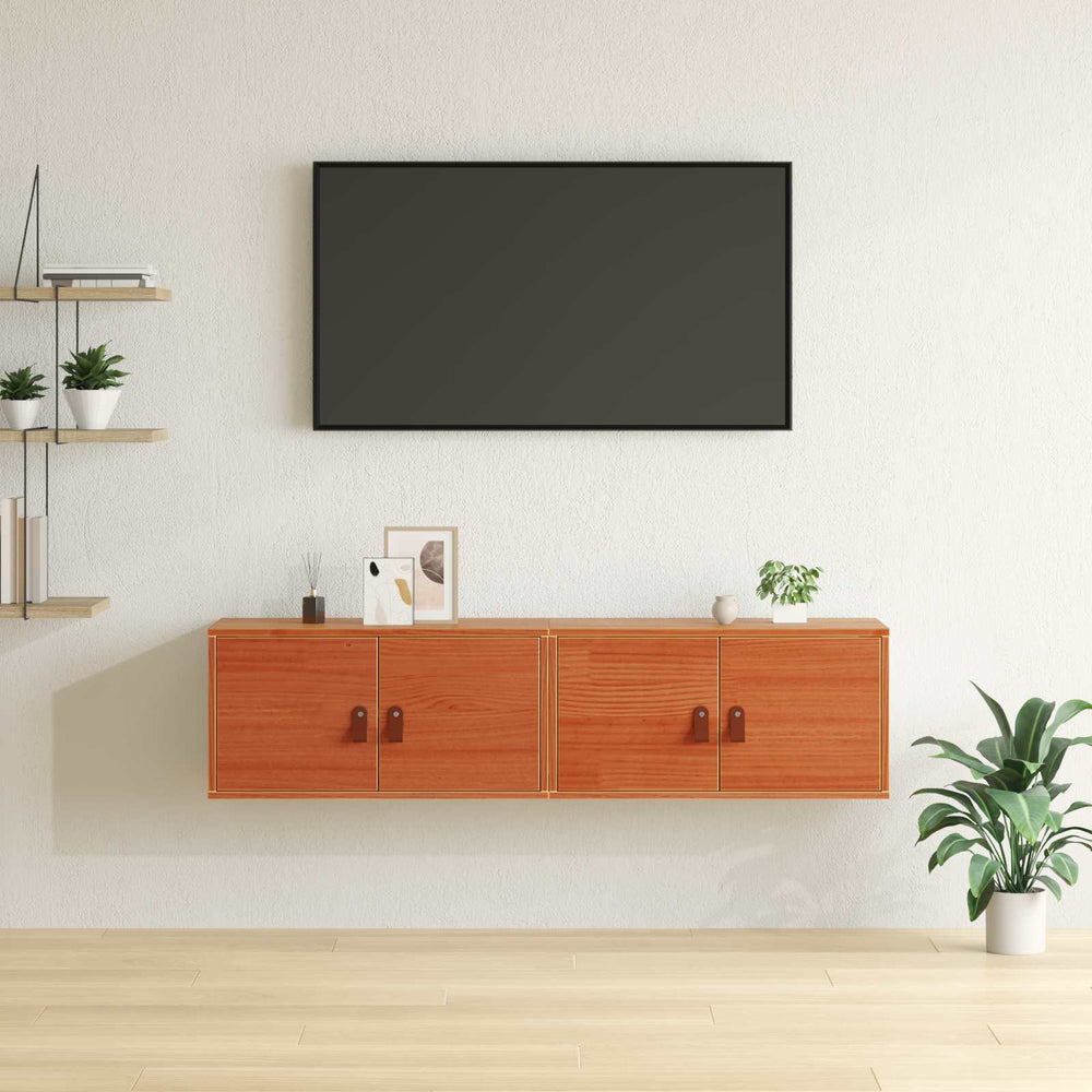 Wandschrank mit Regal, 2er Set, Wachsbraun