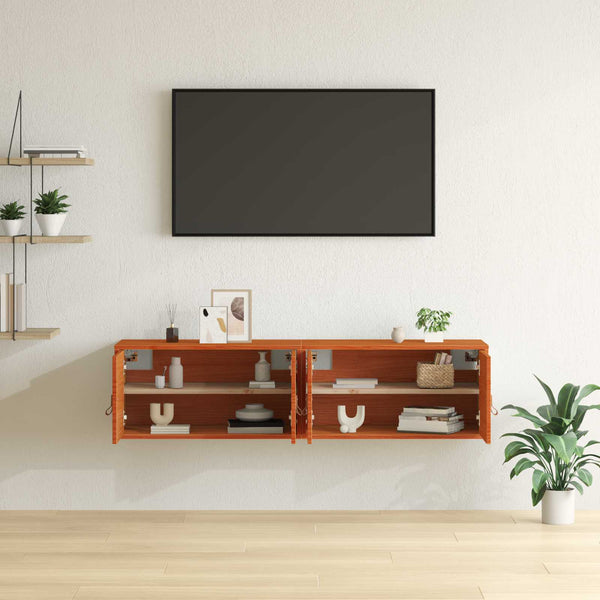 Wandschrank mit Regal, 2er Set, Wachsbraun