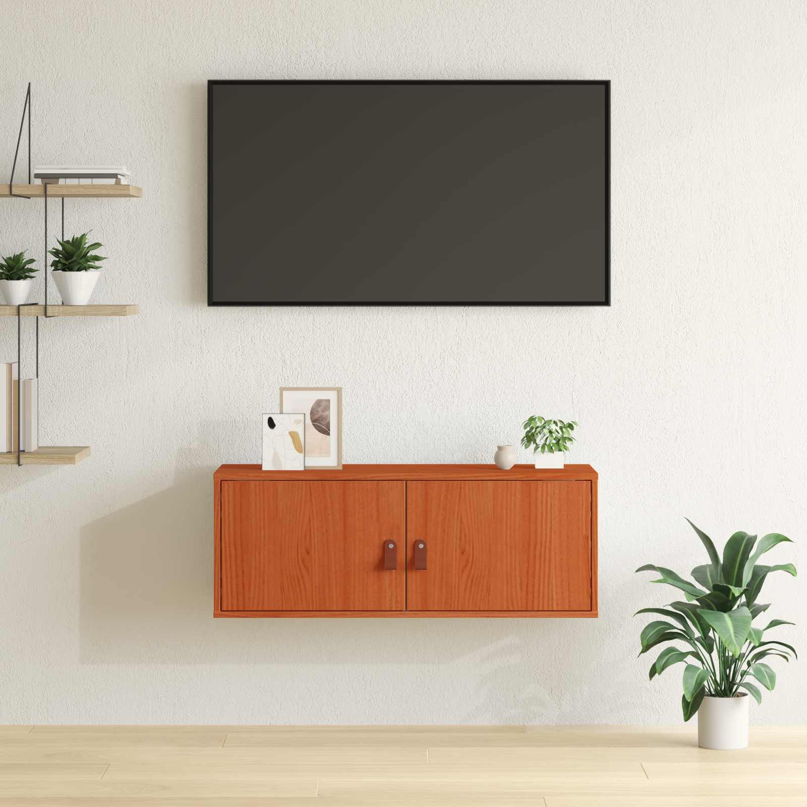 Wachsbrauner Wandschrank Kiefer Massivholz 80cm