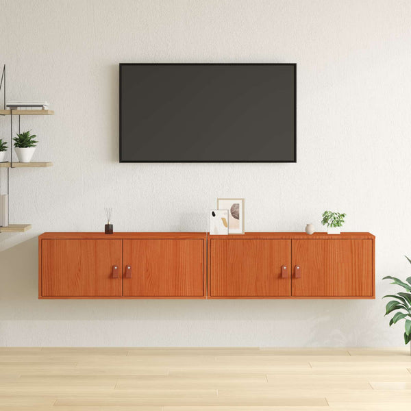 Wandschrank mit Regal, 2er Set, Wachsbraun