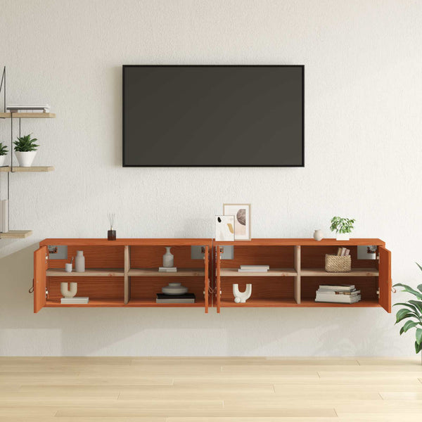 Wandschrank mit Regal, 2er Set, Wachsbraun