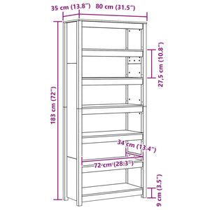 Bücherregal Wachsbraun Massivholz 80x183cm