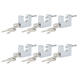 Vorhängeschloss 6er Set, Silber Stahl