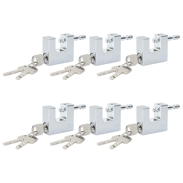 Vorhängeschloss 6er Set, Silber Stahl