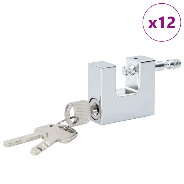 Vorhängeschloss 12er Set Silber Stahl