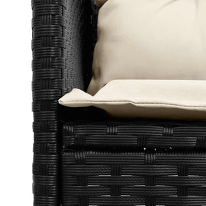 Gartensofa Set 2-teilig Poly-Rattan Schwarz Creme