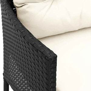 Gartensofa Set 2-teilig Poly-Rattan Schwarz Creme