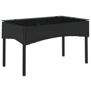 Gartensofa Set 2-teilig Poly-Rattan Schwarz Creme
