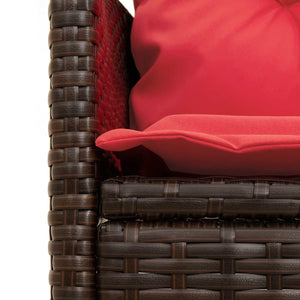 Gartensofa Set Poly-Rattan Braun Rot 2-teilig