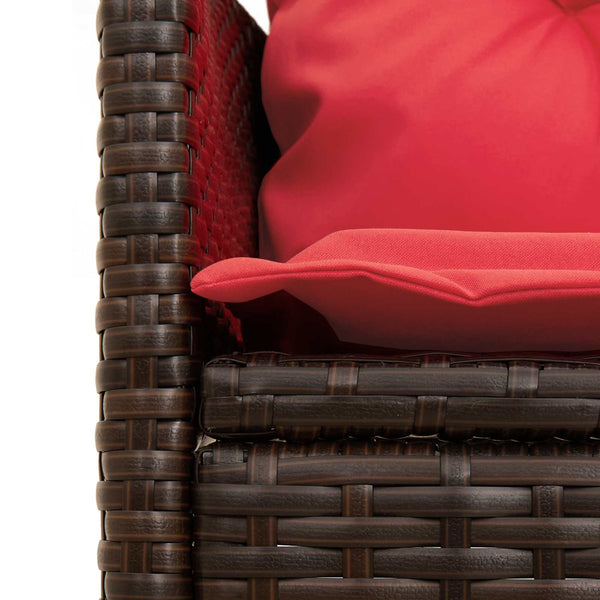Gartensofa Set Poly-Rattan Braun Rot 2-teilig